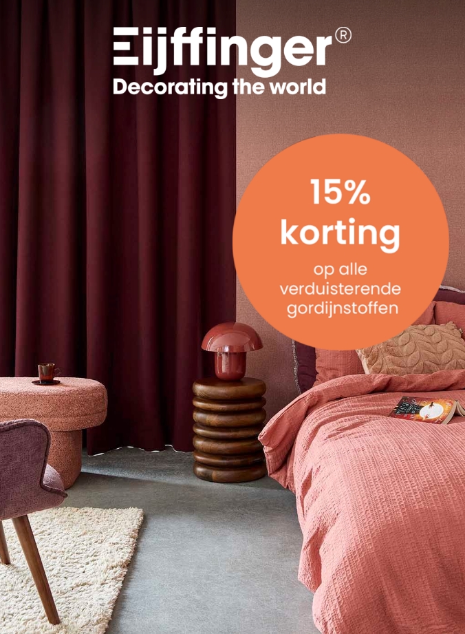 15% korting op dim-out en black-out stoffen