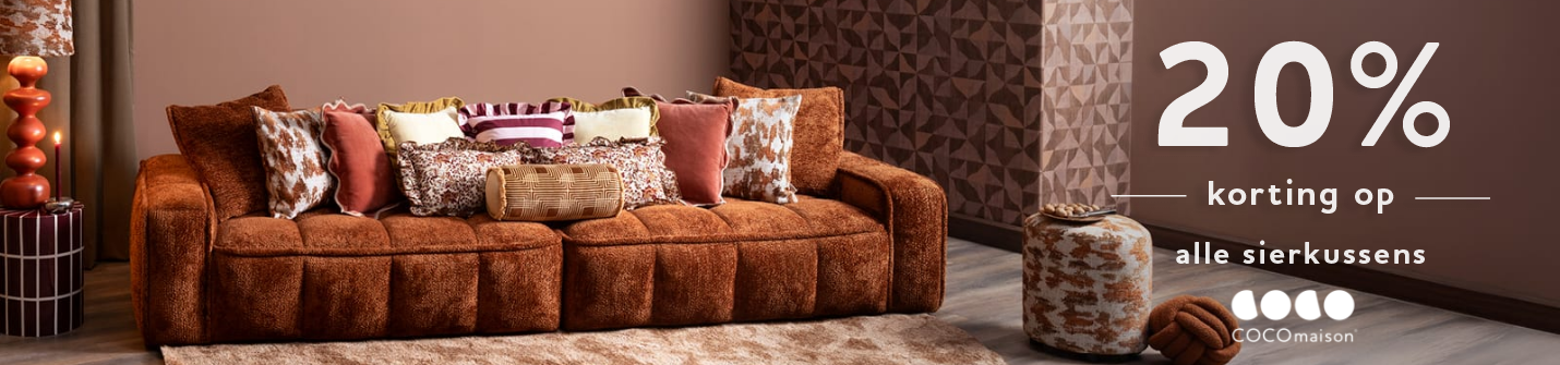 COCOmaison: 20% korting op alle sierkussens COCOmaison: 20% korting op alle sierkussens