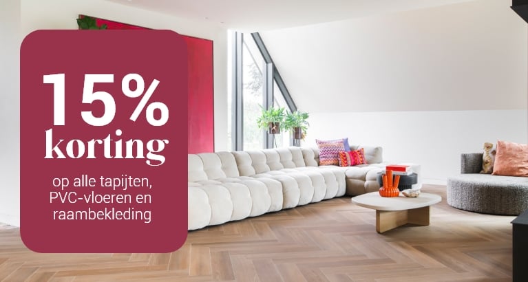 15% korting op tapijten, PVC-vloeren en raambekleding