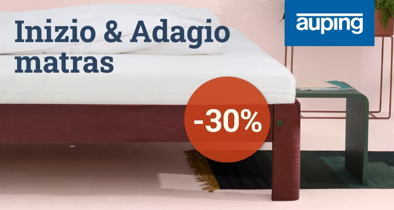 Actie - 30% korting op Inizio en Adagio matras van Auping