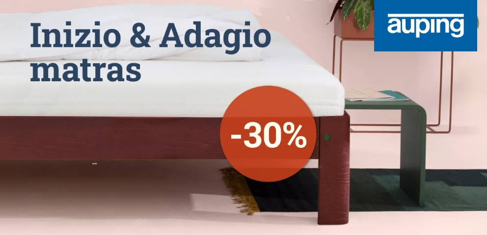 Actie - 30% korting op Inizio en Adagio matras van Auping
