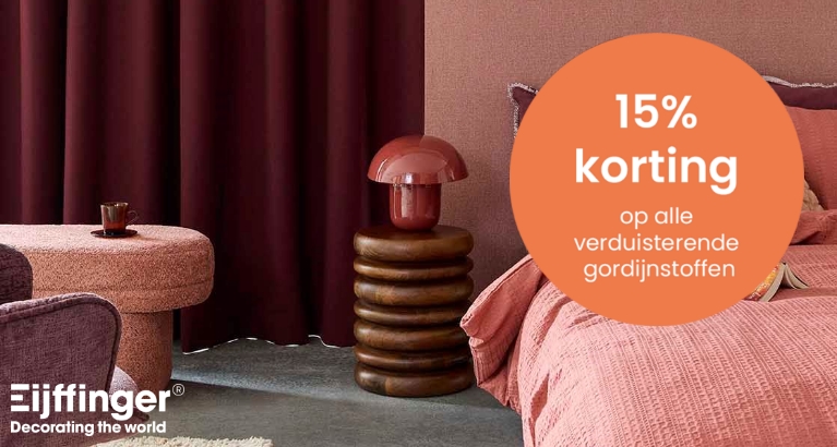 Actie - Eijffinger: 15% korting op alle verduisterende gordijnen